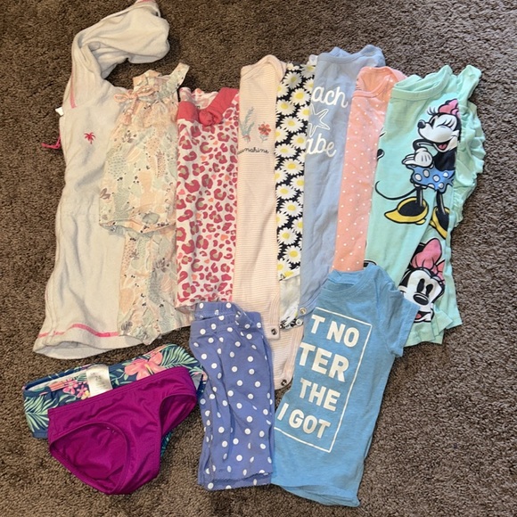 Toddler girl 2T and 24m spring & summer romper nightgown onesie top swim bundle - Picture 1 of 4